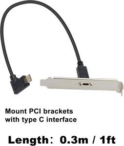 1ft 30cm右左角度90度<span class=keywords><strong>USB</strong></span> <span class=keywords><strong>3.1</strong></span> 60WタイプC男性-女性拡張充電同期ケーブルパネルマウントねじ穴付き - Product Image 6