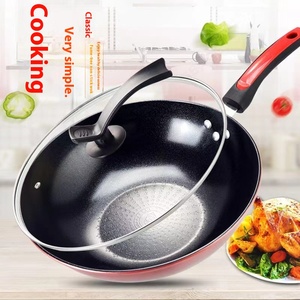 Hot New kim cương không dính Chảo Pan Chảo sắt với nắp cho nhà hoặc kinh doanh cho <span class=keywords><strong>gas</strong></span> hoặc bếp cảm ứng Phong cách Trung Quốc đồ nấu nướng - Product Image 1