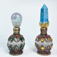 Bouteilles de parfum en cristal naturel fantaisie en gros, flacons d'huile essentielle vides avec bouchon boule et pointe en cristal pour cadeaux en cristal