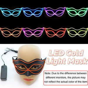 Vente flash : 10 couleurs de masques de fête en PVC, masques lumineux <span class=keywords><strong>à</strong></span> LED, masques de fantôme d'Halloween, demi-masque en fil lumineux pour décoration de mascarade - Product Image 3