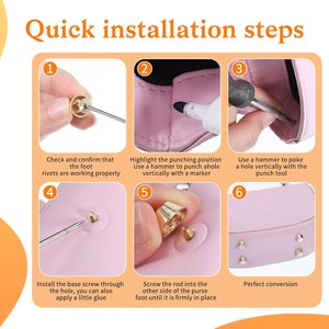 Pieds de sac à main en laiton à tête cloutée, à visser, pour sacs à main plats en cuir, accessoires de maroquinerie, rivets à vis - Product Image 3