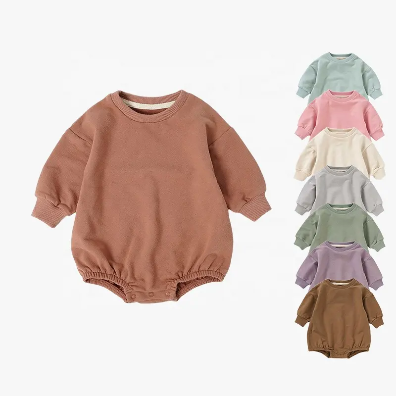 Lange Mouw Herfst Franse Badstof Drop Mouwen Biologische Katoenen Baby Sweatshirt Romper