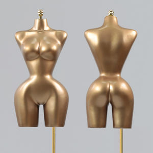 Maniquí <span class=keywords><strong>de</strong></span> <span class=keywords><strong>Mujer</strong></span> Adulta Linghua, Medio Cuerpo, <span class=keywords><strong>de</strong></span> Fibra <span class=keywords><strong>de</strong></span> Vidrio, con Caderas Anchas y <span class=keywords><strong>Busto</strong></span> Curvilíneo, Estilo con Soporte, Color Dorado - Product Image 4