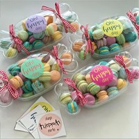 Boîte à bonbons transparente avec couvercle, mini boîte d'emballage pour macarons, boîte d'emballage pour biscuits sandwichs français, boîte en plastique