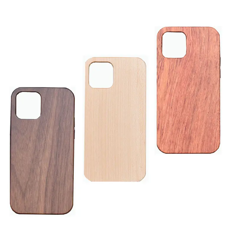 Square fashion personalized blank wooden wood accessories cell shell engraving mobile phone cases for i phone 14 13 12 11