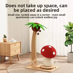 Árbol rascador para <span class=keywords><strong>gatos</strong></span> con forma de hongo, base giratoria para juguetes y poste rascador con forma de palmera, mueble ahorrador de espacio para <span class=keywords><strong>gatos</strong></span> de interior - Product Image 2