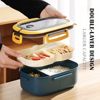 Boîte à bento double couche en PP de qualité alimentaire, épaisse, vente en gros OEM/ODM