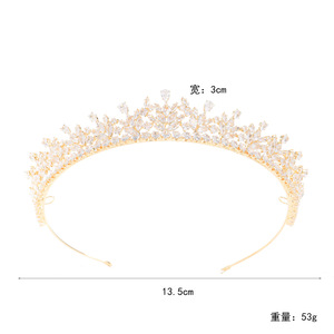 Diadème de Mariage Haut de Gamme en Zirconium Marquise, <span class=keywords><strong>Couronne</strong></span> Nuptiale Ornée Plaqué Or, Coiffe Étoilée en Cristal pour Quinceañera et Événements Spéciaux - Product Image 6