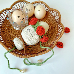 Muñecas de lana de ganchillo hechas a mano populares en el extranjero, bolsas para huevos del Festival del Bote del Dragón, fundas para huevos tejidas a mano, huevos con forma de rosa - Product Image 3