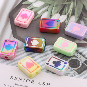 25mm Mignon Carré Acrylique Coloré Coeur Perles Creative Poker Carte Conception pour DIY Stylo Faire Cadeau Accessoires - Product Image 3