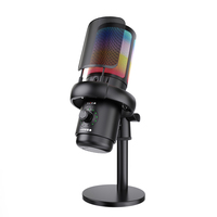 Microphone de bureau SU5 avec réduction de bruit AI ENC, capteur RGB dynamique, compatible USB, pour jeux et streaming en direct