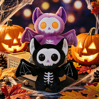 Peluche squelette de chauve-souris personnalisée en usine, jouet en peluche sur le thème d'Halloween, disponible en noir et violet