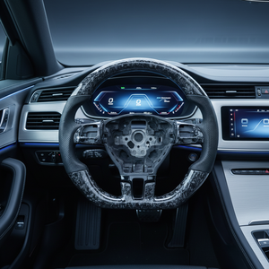 FEIXIANG Volkswagen Volant <span class=keywords><strong>de</strong></span> <span class=keywords><strong>course</strong></span> sport en fibre <span class=keywords><strong>de</strong></span> carbone et cuir carbone forgé, modification pour CC/Magotan/Tiguan/Passat - Product Image 2