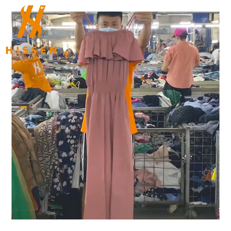 Hissen A Grade Uk Used Clothes Bales for Ladies Premium Dresses First Grade Second Hand Clothes