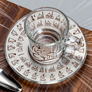 Set di 12 Tazze <span class=keywords><strong>da</strong></span> Tè e Piattini in Stile Arabo con Decalcomanie Fatte a Mano, Set di Tazze <span class=keywords><strong>da</strong></span> Tè e Caffè Turche - Product Image 5