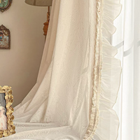 Voilage Jacquard Paisley Français de Luxe, Rideau Transparent Élégant avec Volants en Dentelle, Voile de Fenêtre Filtrant la Lumière, Décoration Intérieure Sur Mesure