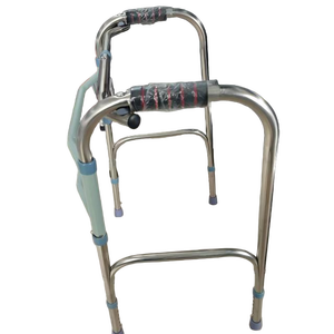 Déambulateur à roulettes en acier inoxydable à double pliage avec poignée en éponge pour seniors et personnes handicapées, pliable, Classe I - Product Image 5