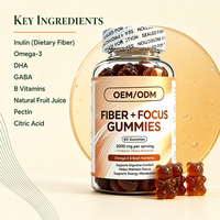 Complément alimentaire en fibres à mâcher sans gluten, sans gélatine, sans OGM, saveur naturelle, Gummies Daily Fiber Focus
