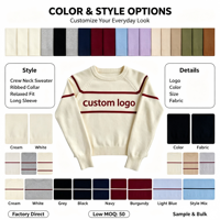 Pull en coton personnalisé avec logo pour femme, col rond de haute qualité, style preppy rétro, haut jacquard, tendance printemps-hiver