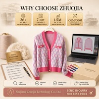 Premium 100% Reine Kaschmir-Strickjacke für Damen, Karierter V-Ausschnitt Winterpullover, Weich und Warm, Fabrik OEM
