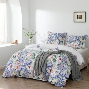 New Luxury Custom Ultra Soft Bedding <strong>Set</strong> Floral Print <strong>Duvet</strong> Cover <strong>Set</strong> <strong>Purple</strong> Bedding <strong>Sets</strong> - Product Image 2