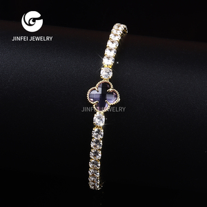 Jinfei thời trang lớn đá quý Bangles nữ đồ trang sức Zircon Tennis chuỗi Clover Vòng đeo tay - Product Image 5
