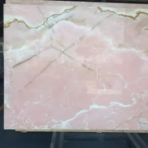 Losas grandes de ónix de mármol rosa, pulidas para suelo de pared