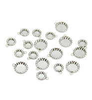 Edelstahl-Anhänger mit gerollter, gezahnter Cabochon-Lünette, Rohling für Zirkonia-Steine