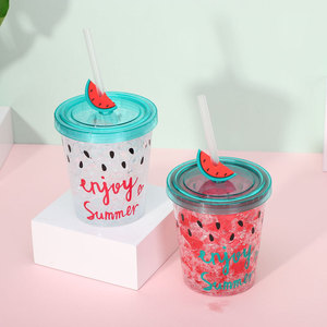Zhen Ai Summer Fruit Ice Cup Double Layer Cooling Plastic Cup Reusable Portable Student Gift Party Drinkware - Product Image 4