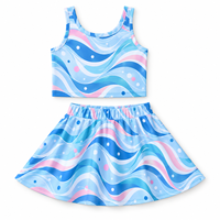 Ensemble jupe et débardeur sans manches pour bébés et jeunes enfants, imprimé personnalisé, motif estival, extensible et doux