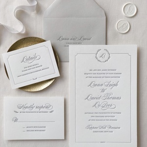 Invitación de Boda Personalizada, Combo de Invitación de Boda con Tarjeta de Confirmación de Asistencia a Juego, Impresión Tipográfica y Grabado en Relieve - Product Image 2