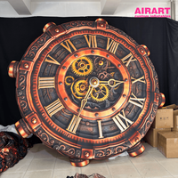 Horloge gonflable géante de 4 m avec chiffres romains et design d'engrenages steampunk pour la décoration d'événements du compte à rebours du Nouvel An