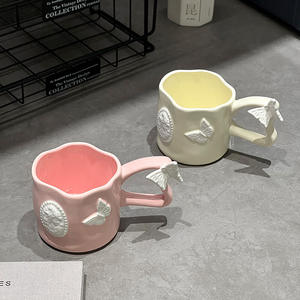 แก้วกาแฟเซรามิกทรงหนาแบบฝรั่งเศส พร้อมด้ามจับที่ให้ความรู้สึกหรูหรา แก้วน้ำสำหรับใช้ในบ้าน - Product Image 2