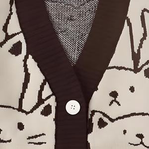 Cardigan da Donna Personalizzato XS 2026 Casual con Scollo a V Aperto Oversize in Maglia con Grafica di Gatto per l'Inverno - Product Image 4