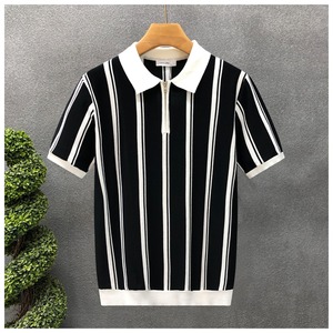 เสื้อเชิ้ตผู้ชายทรงเข้ารูป ระบายอากาศได้ดี ผ้าถักพิมพ์ลายตัวอักษร แขนสั้น กระดุมติดปก ย้อมเส้นด้าย สไตล์ลำลอง ผ้าฝ้าย 100% - Product Image 5