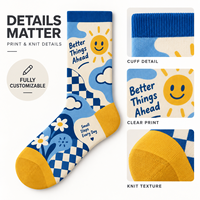 Chaussettes d'automne personnalisées OEM pour adultes - Polyester/Nylon/Coton/Bambou/Laine, résistantes aux déchirures, séchage rapide, impression numérique intégrale 360°