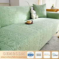 Nouvelle Housse de Canapé Universelle Intégrale en Jacquard Élastique à Motif Végétal 100% Polyester pour Toutes Saisons