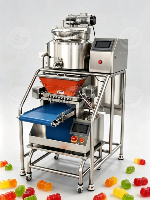Small Scale Gummy Bear Candy Production Equipment PLC Control Jelly Candy Depositing Machine With Syrup Cooking Mixing Tank