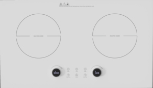Table de cuisson à <span class=keywords><strong>induction</strong></span> électrique encastrable <span class=keywords><strong>2</strong></span> <span class=keywords><strong>feux</strong></span> 3500W, commande tactile et à bouton, surface en verre blanc, protection contre la surchauffe, nettoyage facile - Product Image 2