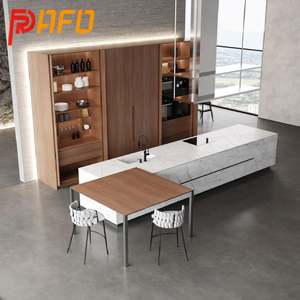 Armoires de cuisine modulaires de style moderne personnalisées, plan de travail en quartz, construction en bois, caractéristiques automatiques, glissière de tiroir - Product Image 6