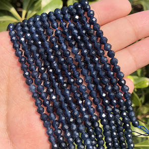 Perle Sfaccettate in Pietra di Zaffiro Blu Scuro all'Ingrosso 2/3/4mm Perle per Girovita per Creazione Gioielli Fai da Te - Product Image 3