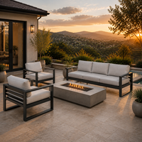 Ensemble de mobilier de salon extérieur en aluminium de luxe moderne pour terrasse, résistant aux intempéries, avec canapé et foyer