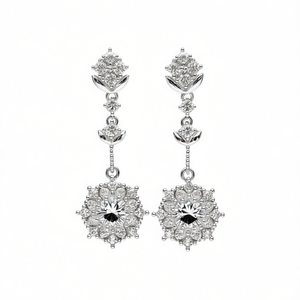 Orecchini E1355 in Oro Bianco con Diamanti Taglio Brillante Rotondo Colore D Naturali Certificati GIA Gioielli Classici da Sposa per Donna - Product Image 1