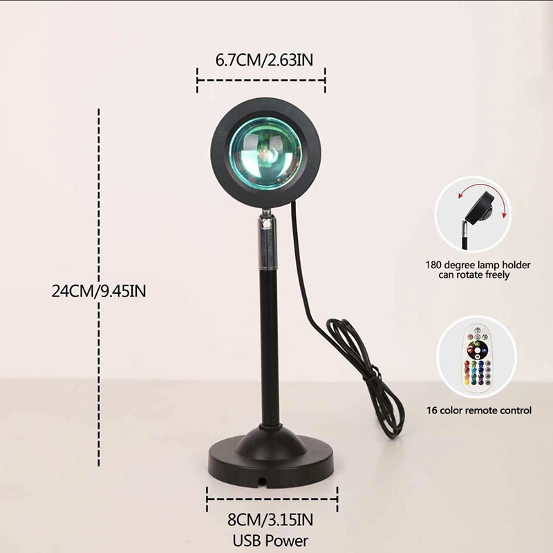 16-Color RGB Sunset Projection Lamp with Remote Control – Ambient Night Light - View 3
