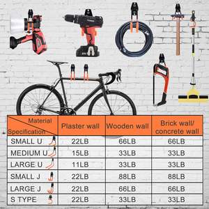 Porta oggetti Garage porta attrezzi da giardino Organizer acciaio ganci per montaggio a parete da giardino piccoli ganci U - Product Image 3