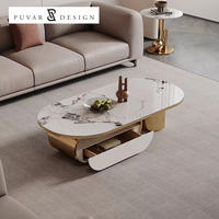 Nouvelle petite table basse exquise haut de gamme italienne ovale moderne plaque de roche salon table basse en marbre