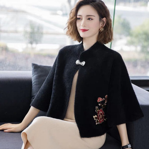 Nuovo <span class=keywords><strong>Cardigan</strong></span> in poliestere fiore corto elegante con un mantello avvolgere sciarpa Poncho scialle donna - Product Image 4