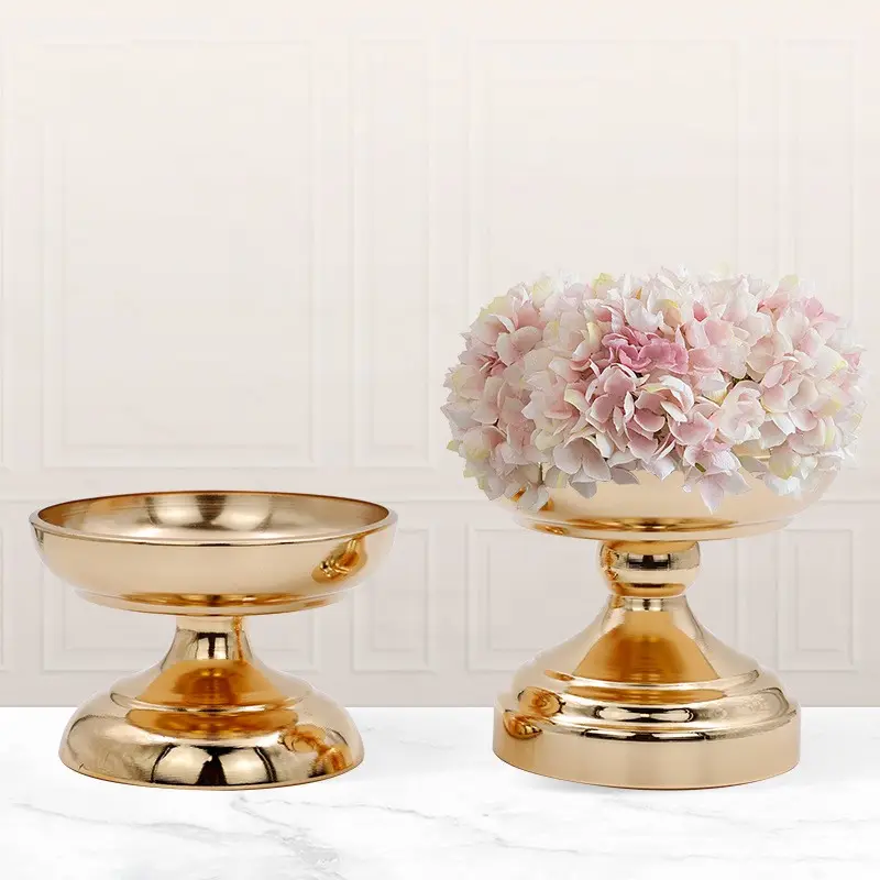 Soporte de flores de metal dorado, jarrón para decoración de boda, centro de mesa
