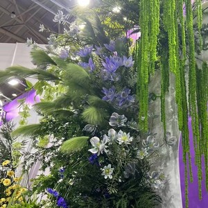 หญ้าหางกระต่ายประดิษฐ์สำหรับตกแต่งงานแต่งงาน ต้นไม้สีเขียว ดอกไม้ผ้าไหม อุปกรณ์ประกอบฉากถ่ายภาพกลางแจ้ง - Product Image 1