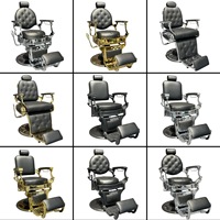 Chaise de salon de coiffure de style américain haut de gamme en alliage d'aluminium, réglable en hauteur par système hydraulique, pivotante, avec accoudoirs pliables